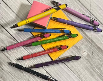 Sarcastic & Snarky Pens (IDK. IDC. IDGAF.), Funny Pens, Funny Gift, Co-worker Gift