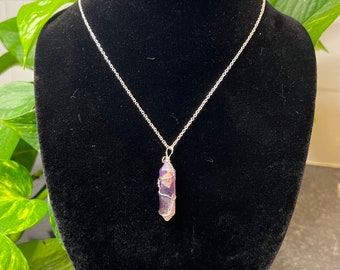 Peace, Serenity & Calmness - Amethyst Hexagon Wire-wrapped Pendant Necklace