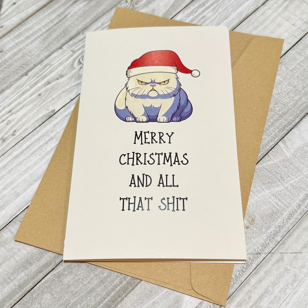 Funny Cat Christmas Card – Sarcastic Holiday Greeting - Etsy