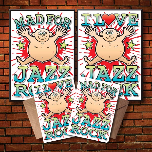 Jazz Rock Art Print + Birthday Card / Music Poster / Wall Art / Greetings Card / Mum and Dad Gift / House Warming Present