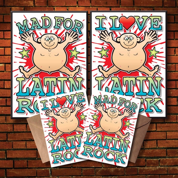 Latin Rock Art Print + Birthday Card / Music Poster / Wall Art / Greetings Card / Mum and Dad Gift / House Warming Present