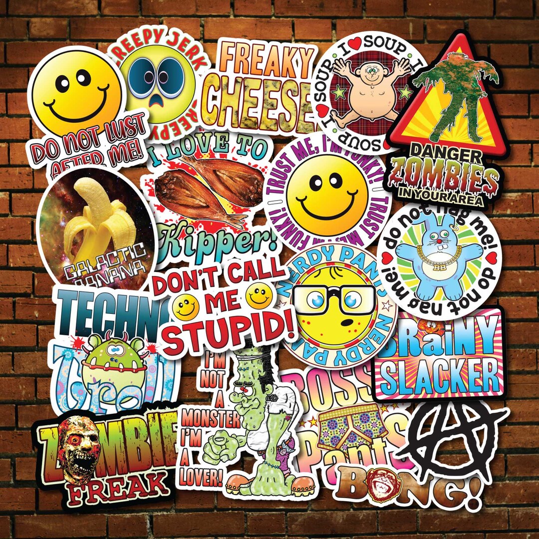 Funny Meme Vinyl Sticker Set 4 / Funky Original Artwork / Waterproof ...