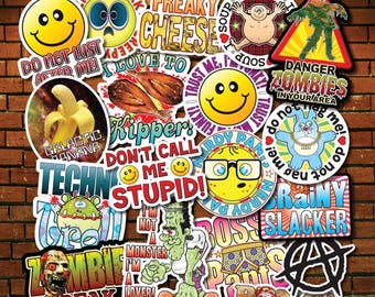 Funny Meme Vinyl Sticker Set 4 / Funky Original Artwork / Waterproof / Sticky Fun / Novelty Birthday Gift / Girlfriend + Boyfriend Present