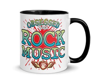 Rock Music Coloured Ceramic Mug / Fun Music Trophy / Funny Novelty Gift / Birthday Present / Boyfriend + Girlfriend + Husband + Wife Award