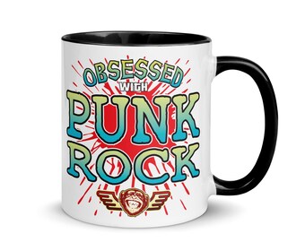 Punk Rock Coloured Ceramic Mug / Fun Music Trophy / Funny Novelty Gift / Birthday Present / Boyfriend + Girlfriend + Husband + Wife Award