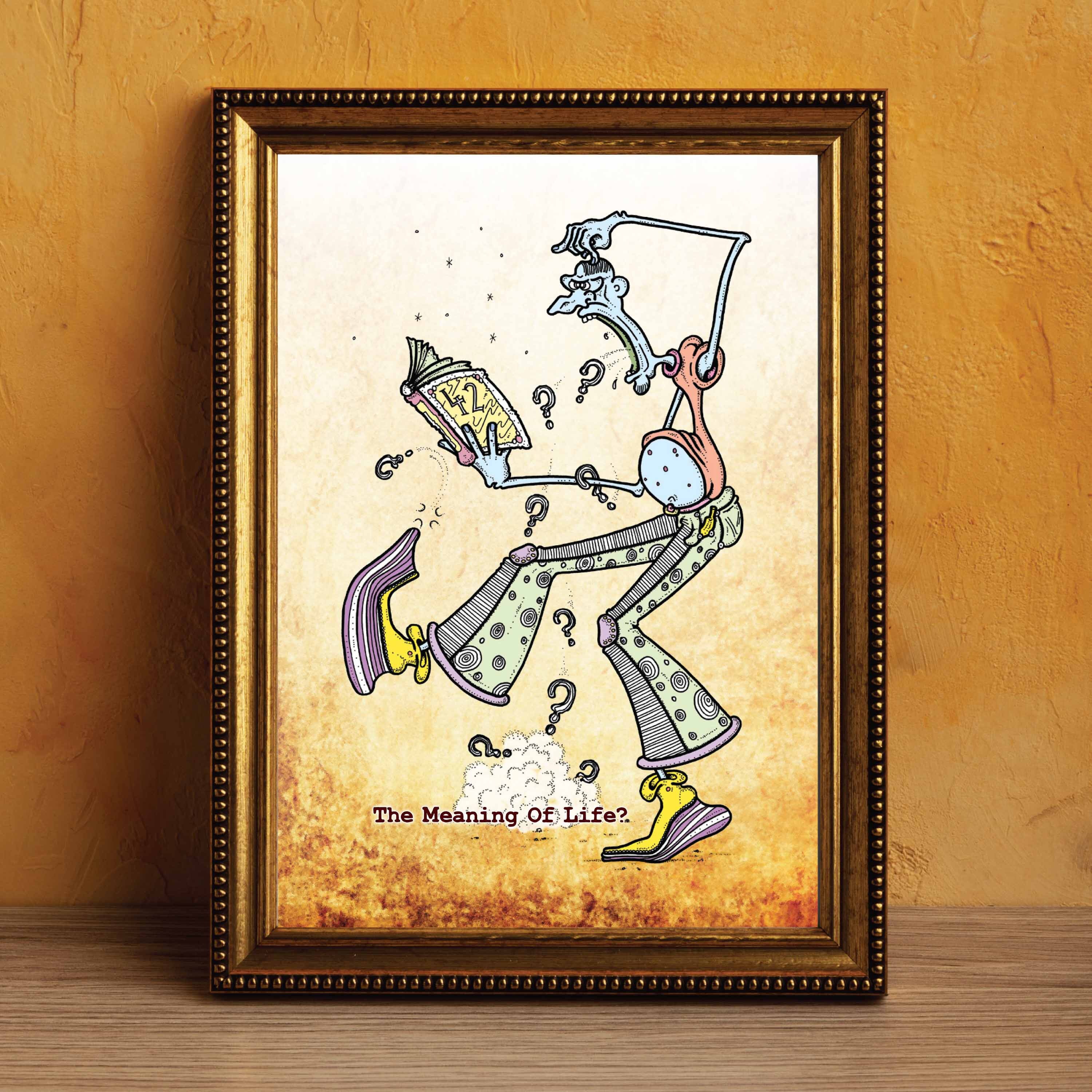 The Meaning of Life Art Print / Cartoon Wall Art / Funny Insight Doodle ...