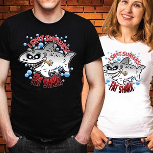 Funny &quot;Fat Shark&quot; Meme Shirt / Mega Meg Birthday Present / Top Girlfriend + Boyfriend Reward Gift / Fishy Gone Fishing Fun / Apex Meat Eater