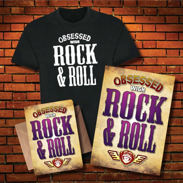 Rock & Roll Cotton T-Shirt + Birthday Card / Greetings Card + Art Print / Music Poster