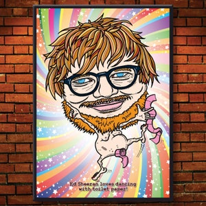 Impression de dessin animé Ed Sheeran / art amusant / affiche de musique / art mural / gribouillage caricature / cadeau d'anniversaire / ambition nue / cadeau papa et maman