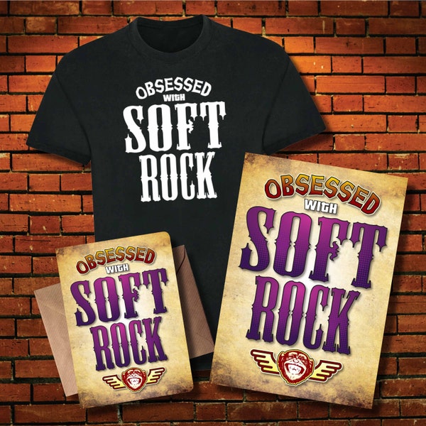 Soft Rock Cotton T-Shirt + Birthday Card / Greetings Card + Art Print / Music Poster