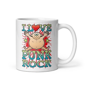 Punk Rock White Glossy Mug / Funny Love Music Mug / Rock Guru Birthday Party Present / Naked Novelty House Warming Gift / Retirement Gift