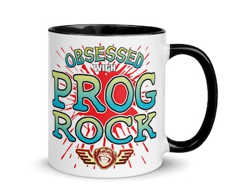 Prog Rock Coloured Ceramic Mug / Fun Music Trophy / Funny Novelty Gift / Birthday Present / Boyfriend + Girlfriend + Husband + Wife Award