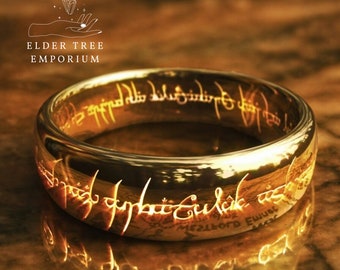 Glow in the Dark Lord of the Rings Ring Elvish Wedding Band Gift for Him or Her