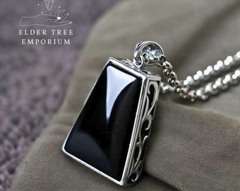 Gothic Black Tourmaline Pendant - Handmade Crystal Protection Necklacefor Her