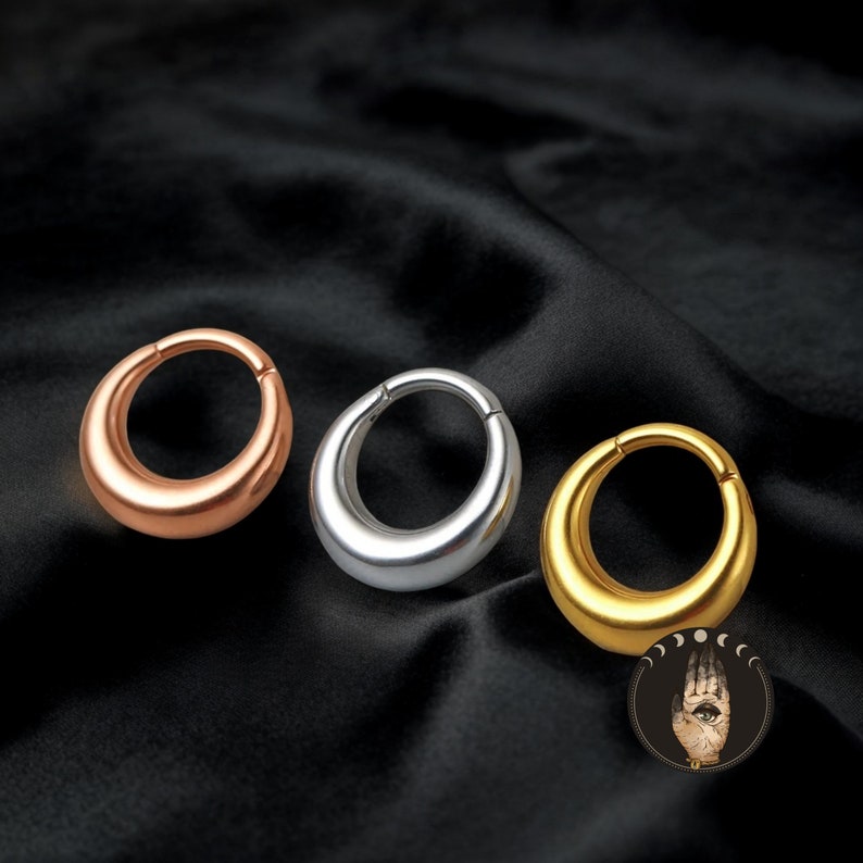 16G ASTM F136 Titanium Moon Septum Ring, Steel Septum Clicker Hoop