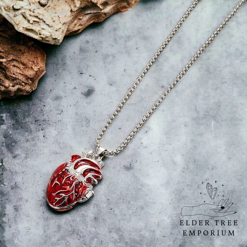 Anatomical Heart Locket Necklace Gothic Dark Cottegecore Jewelry Oddity ...