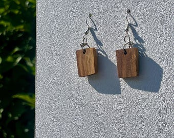 Minimalist Walnut Earrings w/ Stainless Steel Hooks