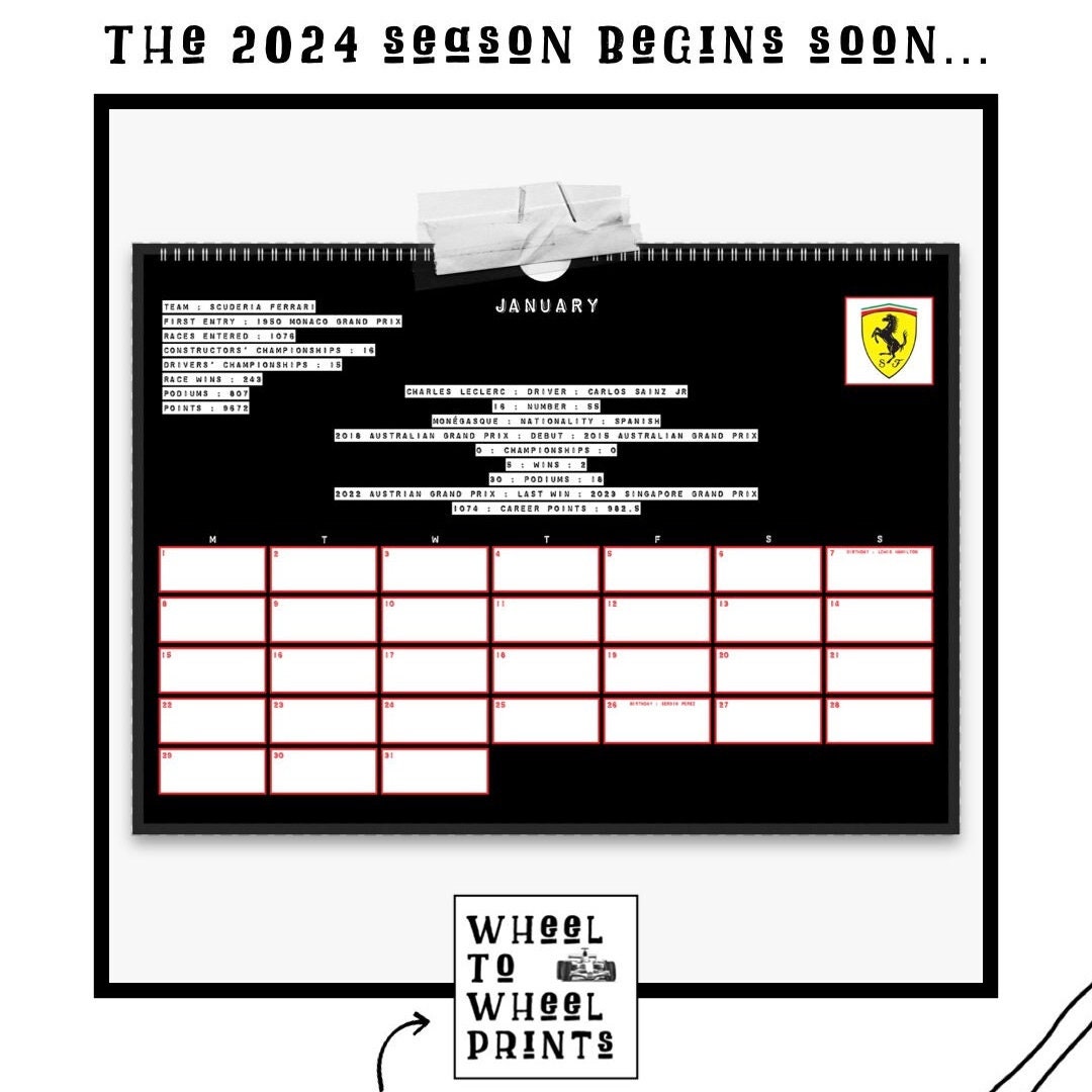 Formula 1 2024 Calendar / F1 2024 Season / F1 Calendar / F1 Gift / F1