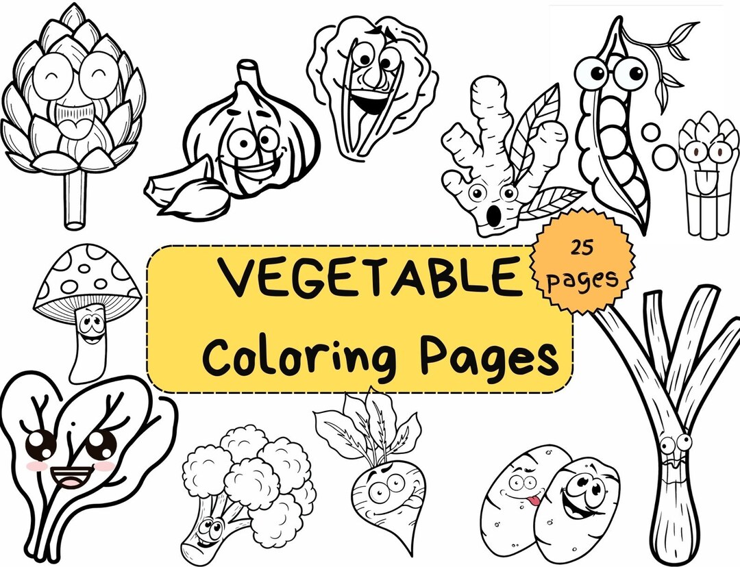 Cute Vegetables Coloring, Vegetable Coloring, Easy Coloring Pages