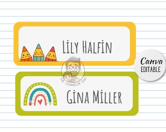 Rainbow Classroom Name Tags: Editable Teacher Labels (Digital Download)