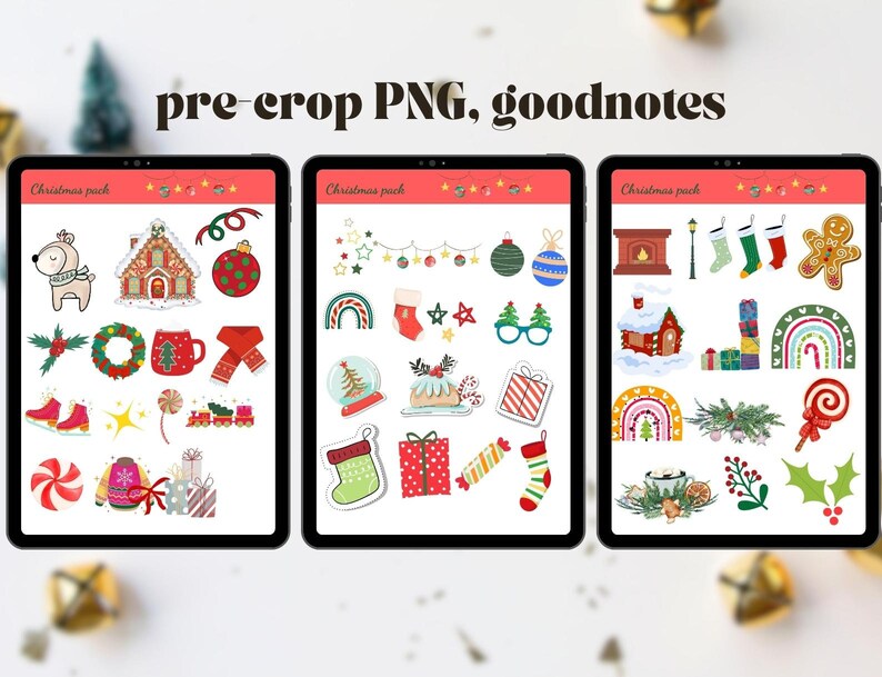 100 Christmas Digital Stickers , Goodnotes, Notability, Christmas
