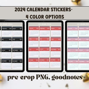 Kalenderstickers 2024, minikalenderstickers, Goodnotes-stickers, minikalenders, digitale plannerstickers, plannersticker afdrukbaar