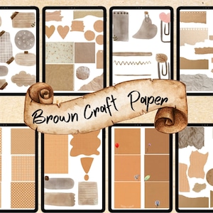 Adesivo digital de papel kraft, adesivos digitais de papel rasgado, papel kraft, adesivo vintage, notas adesivas, pré-cortado, Goodnotes
