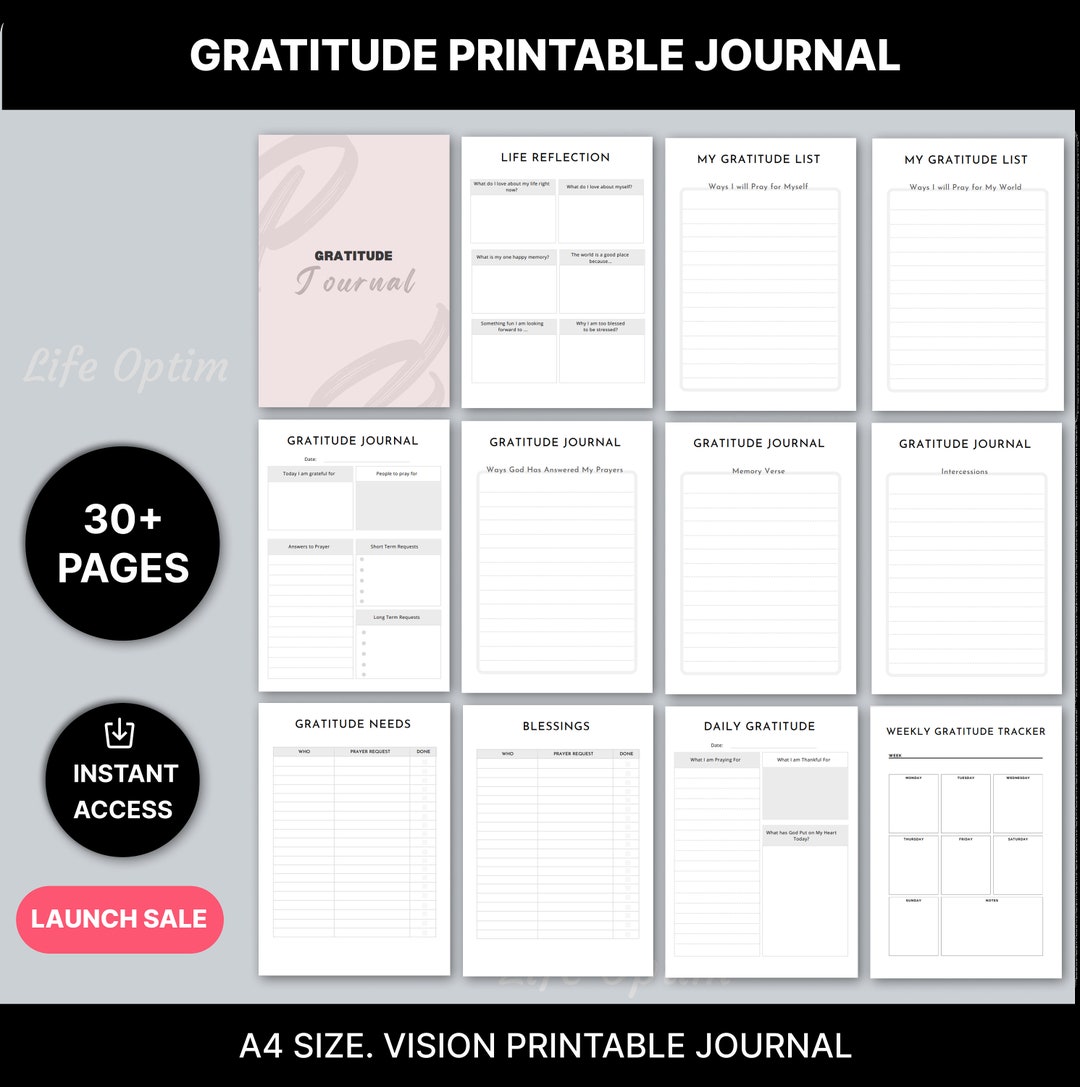 Gratitude Printable Journal Gratitude Printable Template - Etsy