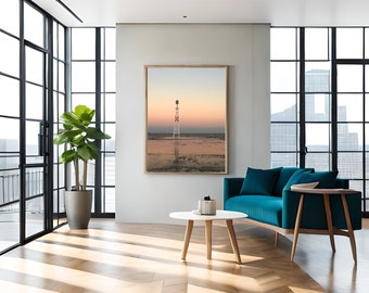 Faro, faro al atardecer, impresión de arte fotográfico digital, impresión de bellas artes, descarga instantánea, arte de pared imprimible, decoración de la pared del hogar
