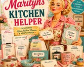 Vintage Kitchen Planner Bundle Canva Template, Recipe Binder Printable PDF, Meal Planner, Pantry Inventory, Grocery List, Kitchen Organizer