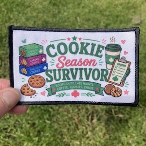 Cookie Season Survivor Patch, Girl Scout Mom Patch, Funny Cookie Patch, Scout Leader Gift, Iron On Patch, Cookie Mom Patch