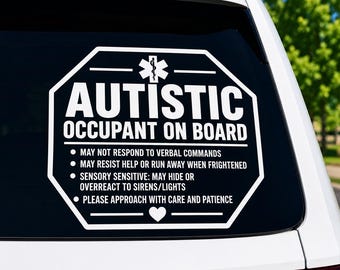 Autism Safety Alert Decal – Autistic Occupant On Board – First Responder Vehicle Window Sticker