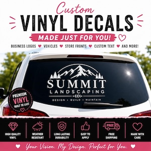 Custom Vinyl Decal, Business Logo Decal, Storefront Window Decal, Custom Car Decal, Vinyl Lettering, Office Door Sign, Truck Logo