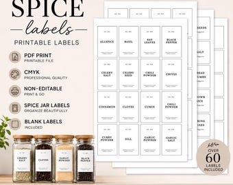 Printable Spice Jar Labels, Spice Label Bundle, Kitchen Organization Labels, Pantry Labels, Rectangle Spice Labels, PDF PNG Download