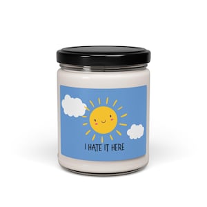 Cheerful Scented Soy Candle, I Hate It Here Candle, Funny Gift for Friends, Home Decor, Relaxation, Birthday Gift, Self-Care Essentials