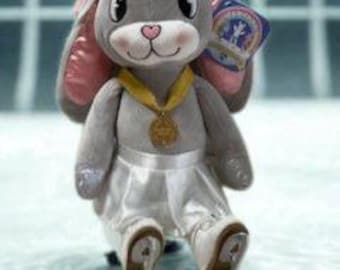 Plush Miss Bunny Hop: Ice-Skating Rabbit with Gold Medal
