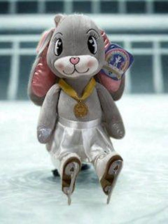 Plush Miss Bunny Hop: Ice-Skating Rabbit with Gold Medal