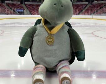 Plush Toe Loop Turtle: Ice-Skating Turtle with Gold Medal