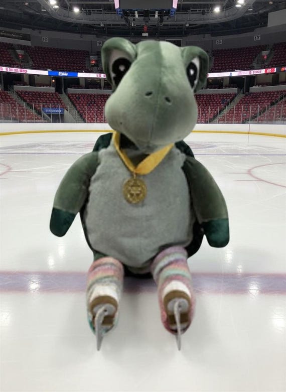 Plush Toe Loop Turtle: Ice-Skating Turtle with Gold Medal