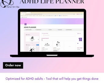 Notion Template ADHD Life Planner, Adult Notion Dashboard, Alles-in-één productiviteitsplanner, Second Brain tracker, Organiseren en uw leven