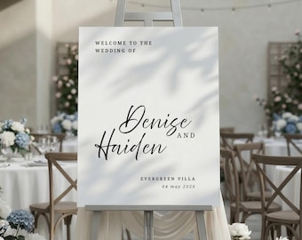 Letrero de bienvenida para bodas | Estilo bohemio clásico y elegante | Letrero de recepción rústico moderno | Póster grande imprimible para hacer tú mismo | Descarga la plantilla de Canva AB19