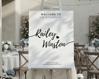 Plantilla de cartel de bienvenida para bodas | Estilo rústico bohemio minimalista | Póster con caligrafía elegante | Tamaño grande para imprimir | Descarga digital editable en Canva PLS7