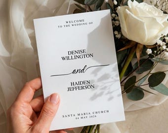 Programa de ceremonia nupcial | Folleto de misa católica | Itinerario de boda plegable | Programa cristiano para hacer tú mismo | Plantilla digital de Canva TB12