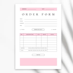 Ordering Form Template for Small Businesses Custom Minimalist Bakery Order Form for Etsy Sellers Cake Order Sheet Canva Download Editable