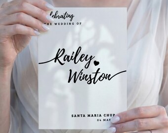 Plantilla de programa de boda | Itinerario de ceremonia bohemio y original | Orden de servicio minimalista | Folleto para iglesia cristiana | Imprimible en Canva PLS8