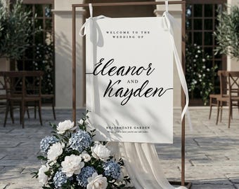 Letrero de bienvenida para bodas | Plantilla minimalista moderna | Póster con caligrafía elegante | Imprimible en gran formato para hacer tú mismo | Descarga instantánea editable en Canva TB11