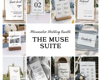 Paquete de letreros para bodas | Letreros minimalistas modernos | Invitaciones editables | Letreros para la recepción (hazlo tú mismo) | Paquete Muse TB de descarga digital de Canva