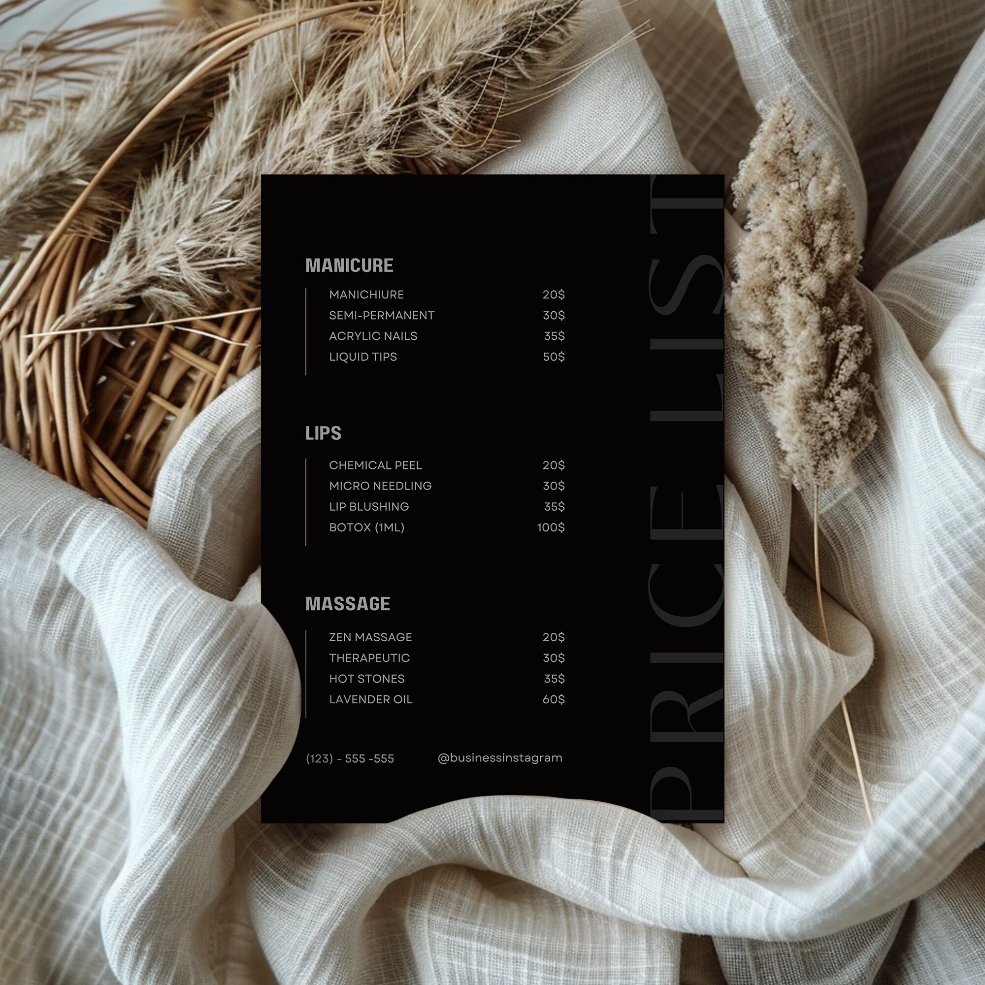 Price List Template Minimal Price List for Small Business Editable ...