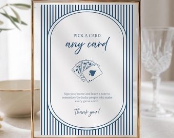 Naipe de boda "Algo azul para la novia" | Letrero para libro de visitas con dinero antiguo | Cena de ensayo | Retro | Plantilla digital descargable AB4