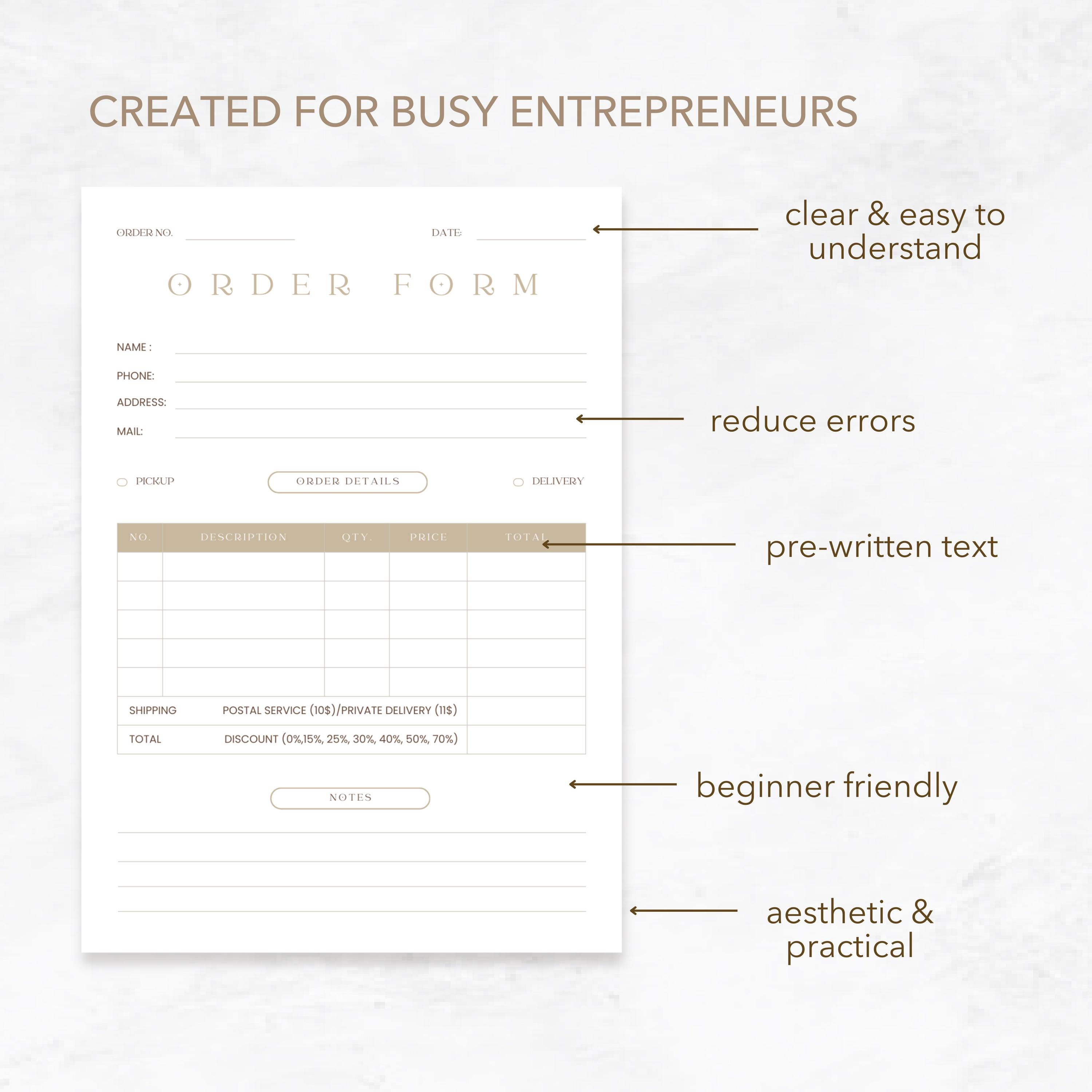 Editable Ordering Form Template for Small Businesses Custom Canva Order ...